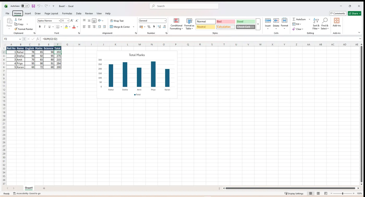 The Excel window