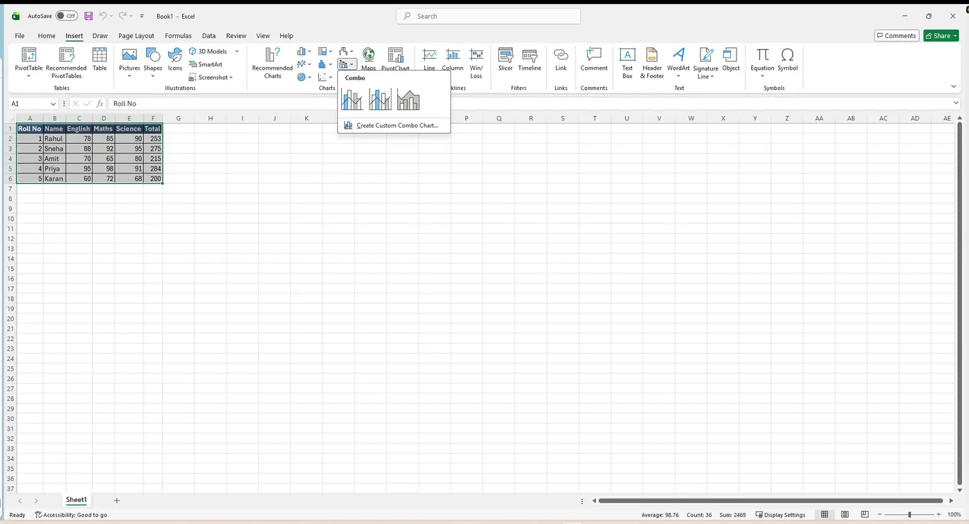 Insert chart gallery