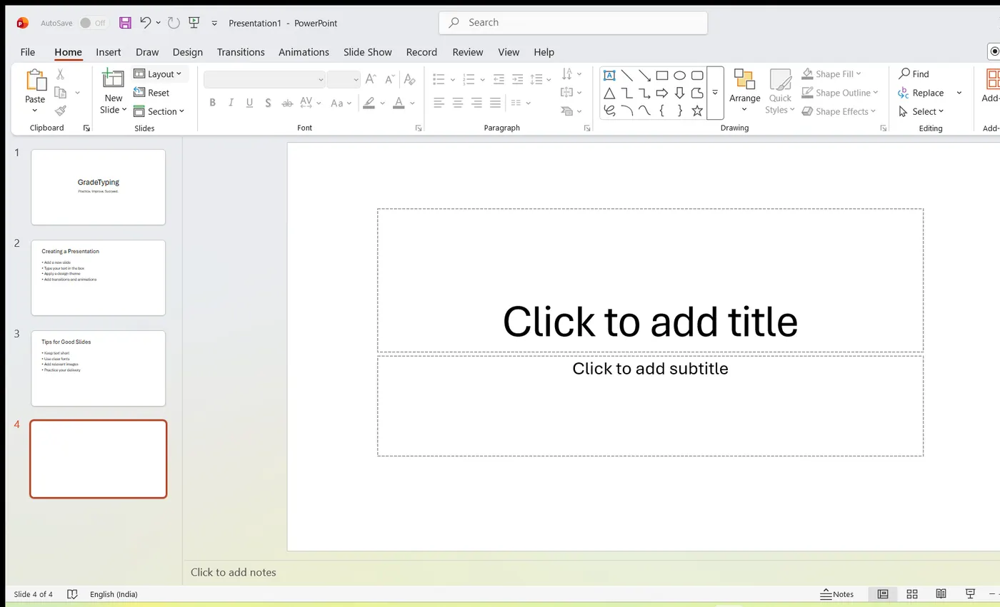 Blank title slide placeholders